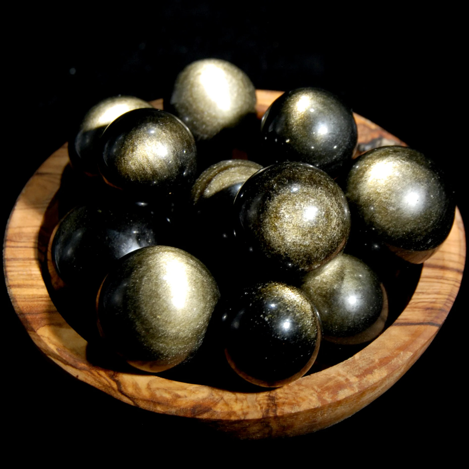ONE Small Gold Sheen Obsidian Crystal Sphere, Super Flashy 20mm to 40mm