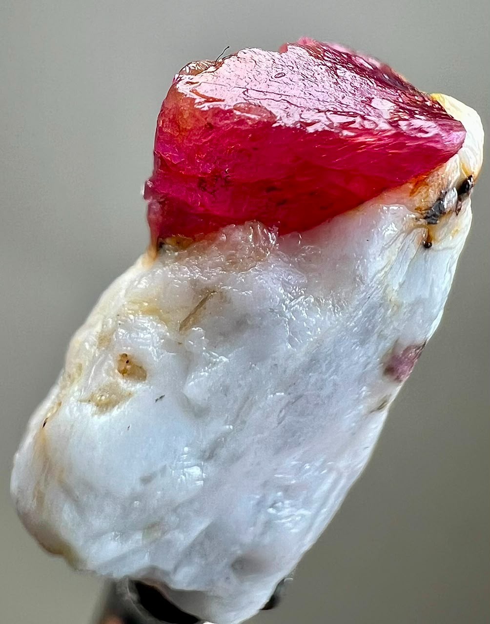 13 CT , Beautiful! Natural Deep Red Ruby Crystal , on matrix ,Jegdalek @Afgan