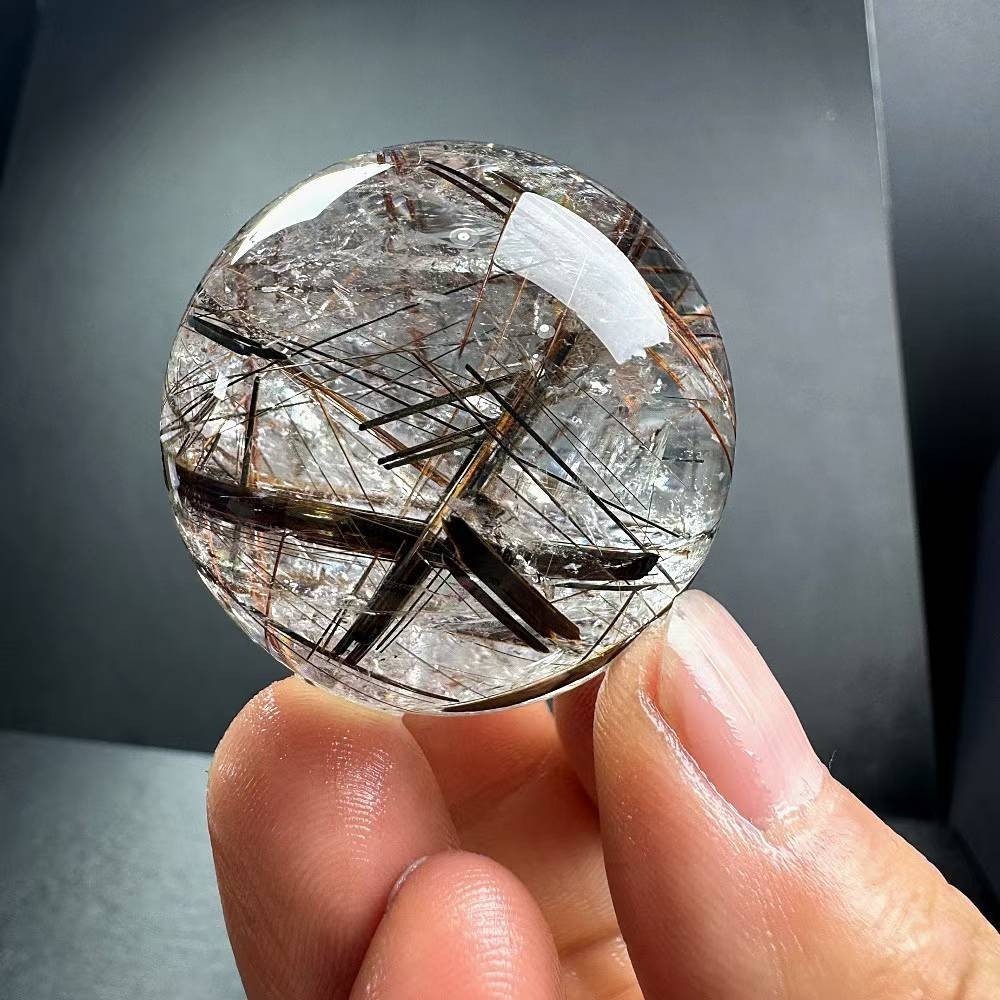100g Natural Rutilated Quartz Sphere Crystal Ball Mineral reiki Decor