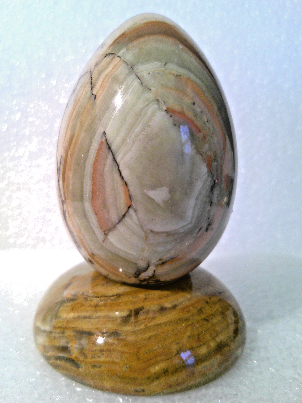 POLISHED MARBLE EGG WITH MATCHING STAND