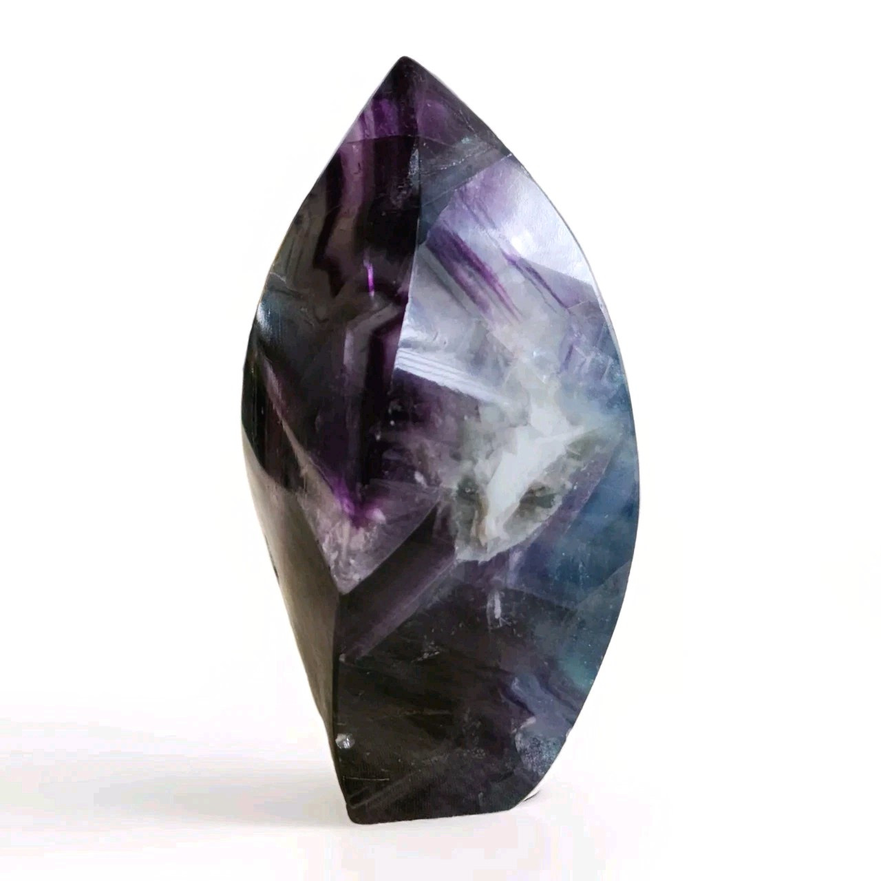 3.75″ Polished Crystal Feather Fluorite Stone Freeform Flame – USA