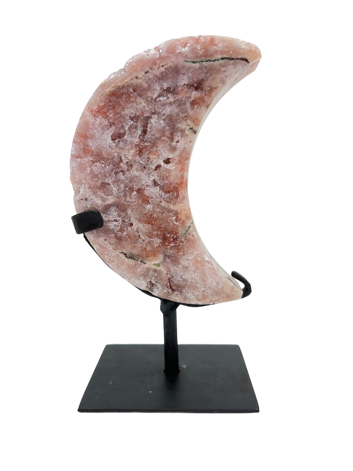 Pink Amethyst Moon on Metal Stand – No.3, Natural Pink Amethyst from Brazil