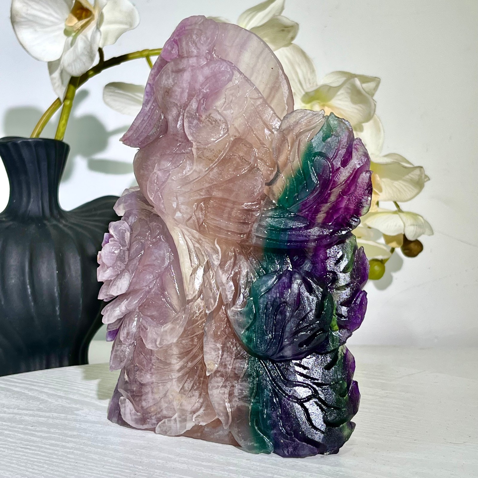 4.71LB Natural fluorite quartz products, hand carved and polished spiritual orn