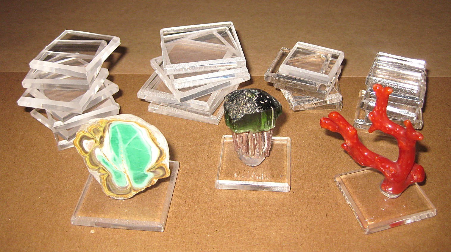 ACRYLIC DISPLAY MINERAL STANDS 1/4″ x 1 1/2″ x 1 1/2″ Package of 10 Brand New