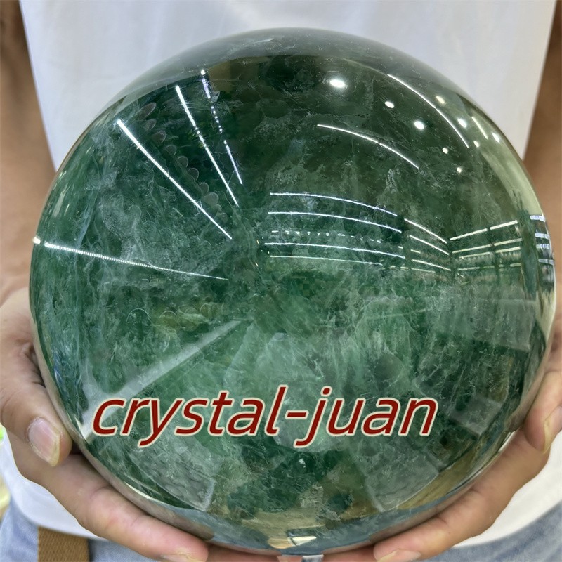 45.1LB Top Natural green fluorite Quartz Sphere Crystal Ball Healing 220mm+stand