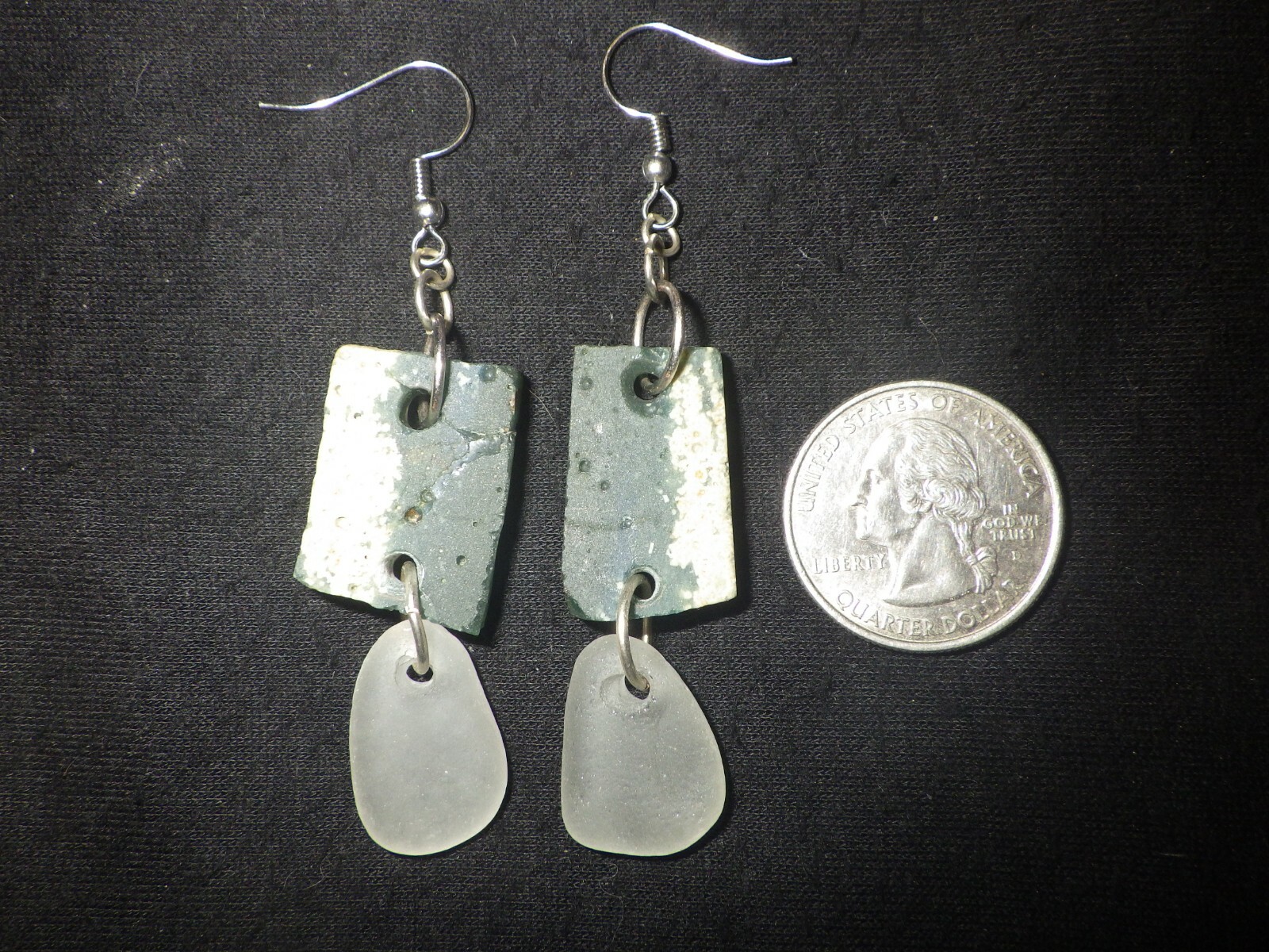 Leland Blue Stone Slag Glass And Beach Glass Earrings