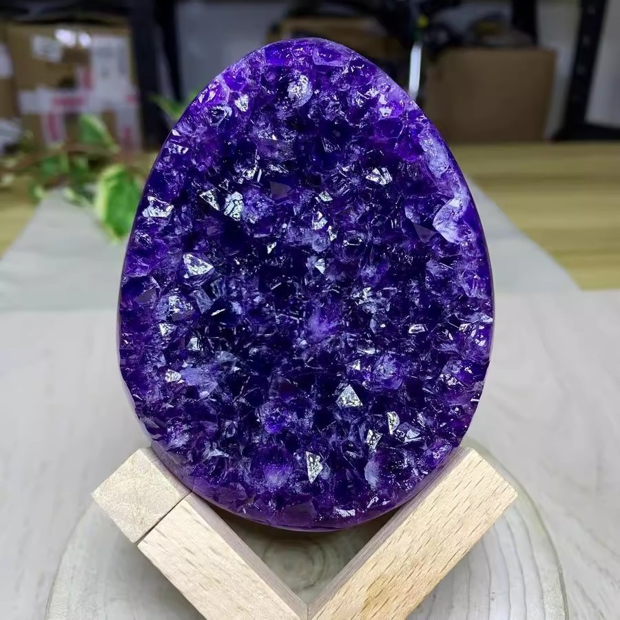 Natural Uruguay Amethyst Geode Egg Crystal Cluster Home Decoration