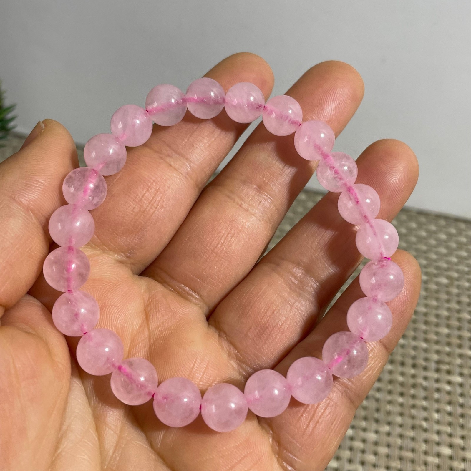 8mm Rose Quartz Stone Bracelet 8mm Pink Crystal Stretch Bracelet Handmade 5pcs