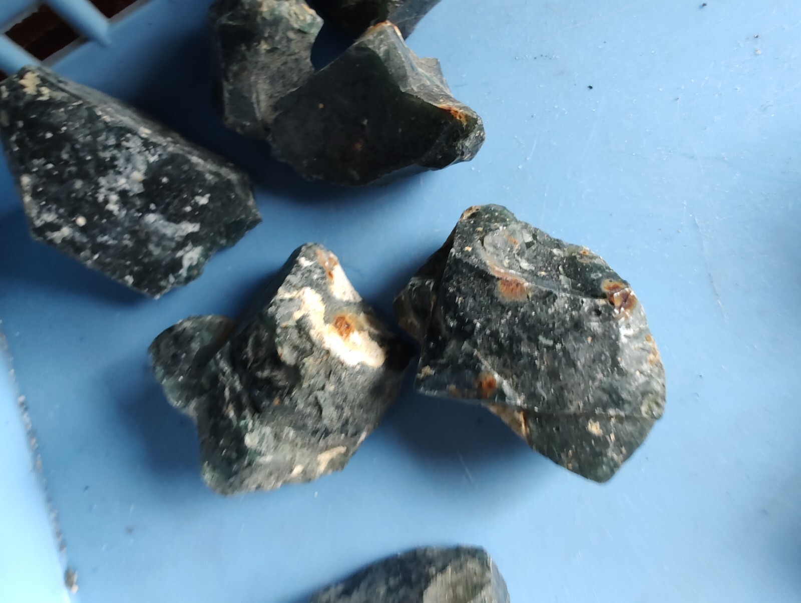 Rare color Leland Blue Stones Slag Glass 155 gram recovered from concrete