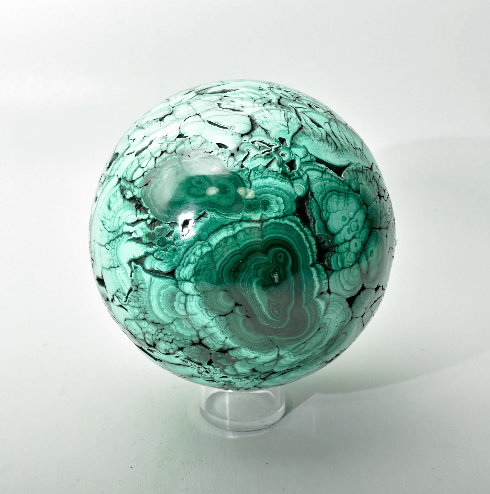 5.31″ Beautiful POLISHED MALACHITE SPHERE With Stand – No Filler Congo E565