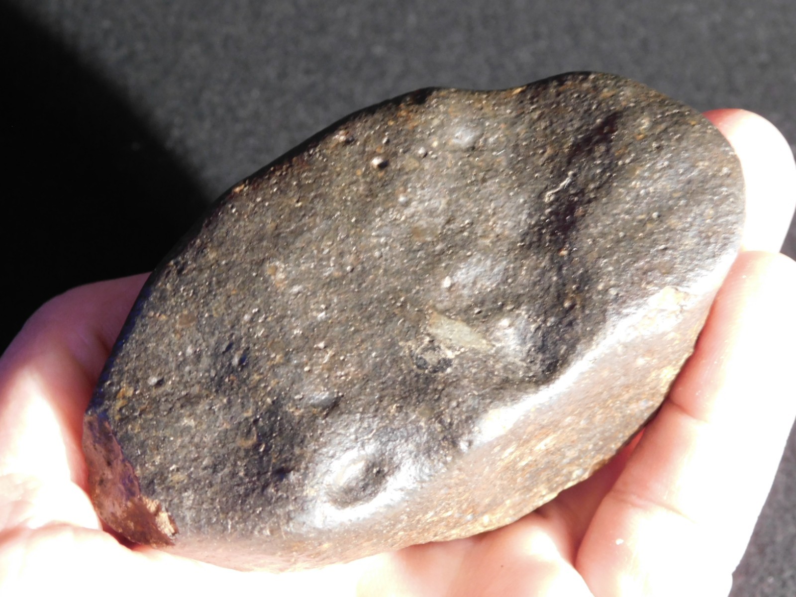wOw! Stony METEORITE with DARK Fusion Crust and REGMAGLYPTS Libya 274gr