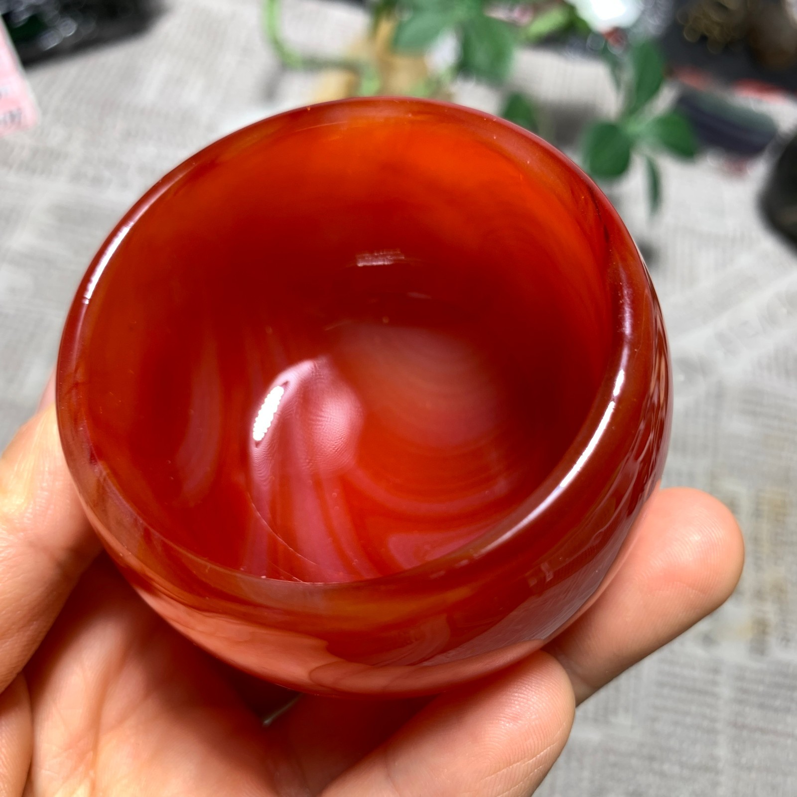 154G Red Agate Bowl Carving Carnelian Cup Glass Cup Reiki Manual Crystal Collect