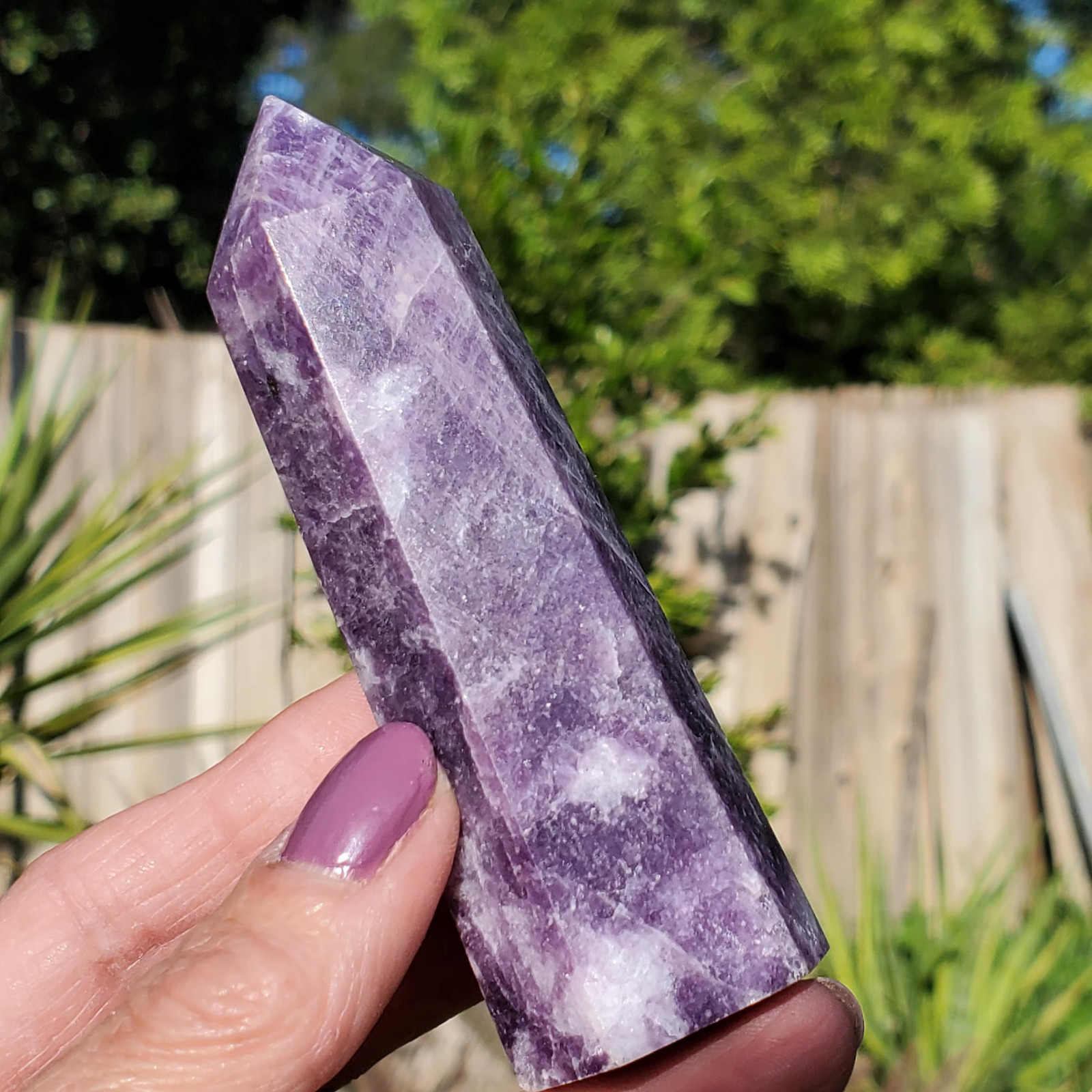 Lepidolite Mica Purple Lilac Point Tower 124 grams