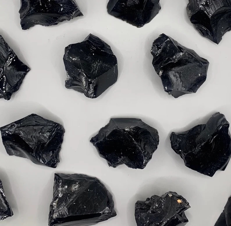 3PCS Genuine Raw Black Obsidian Stones Healing Natural Crystal Mineral Specimens