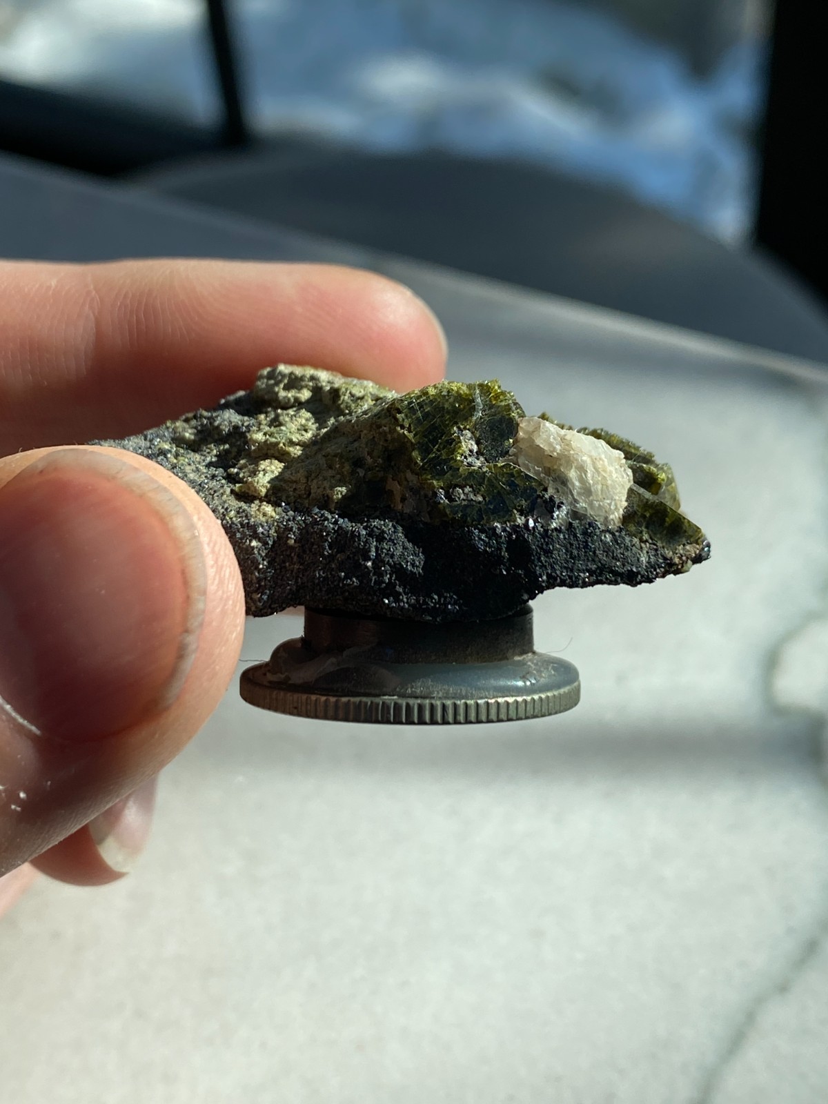 Epidote, Magnetite, Quartz Specimen, Calumet Iron Mine, Chafee Co., Colorado