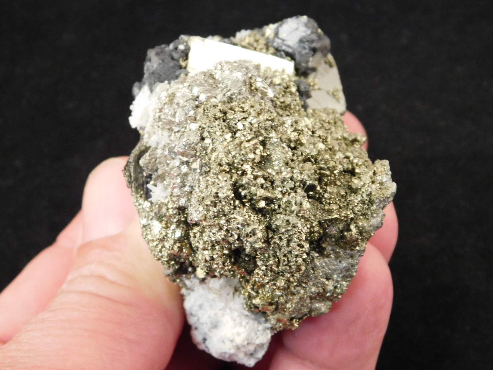 Druzy PYRITE Crystal CUBE Cluster with Sphalerite and Chalcopyrite Peru 217gr