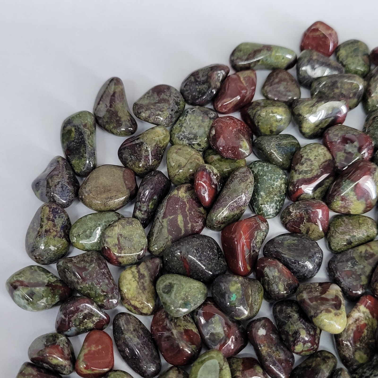 Dragon Blood Jasper 1/4lb Stone Tumbles in Vintage Apothecary Glass Jar Wagner