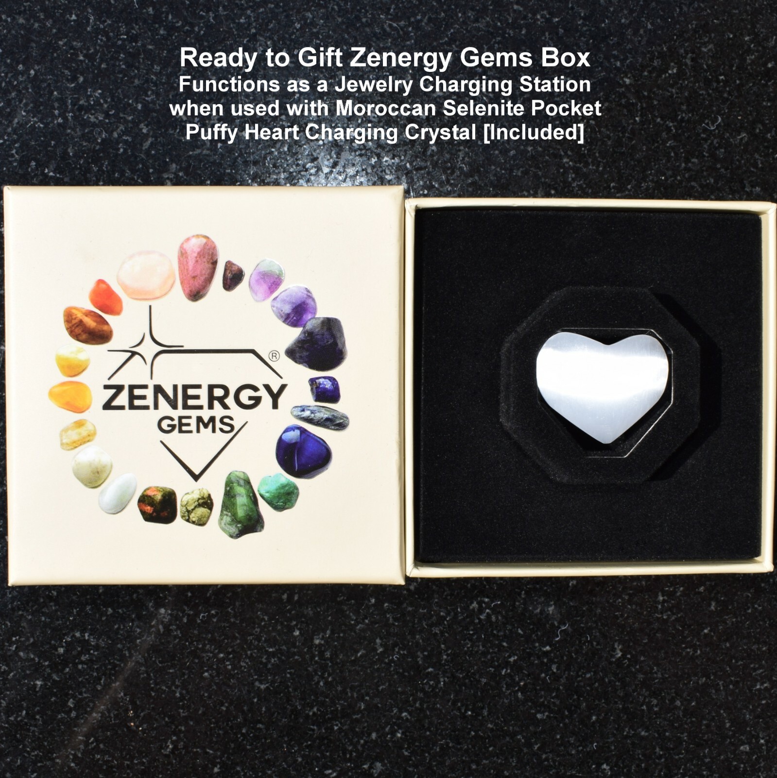 Premium CHARGED Labradorite Crystal Chip Stretchy Bracelet + Selenite Heart