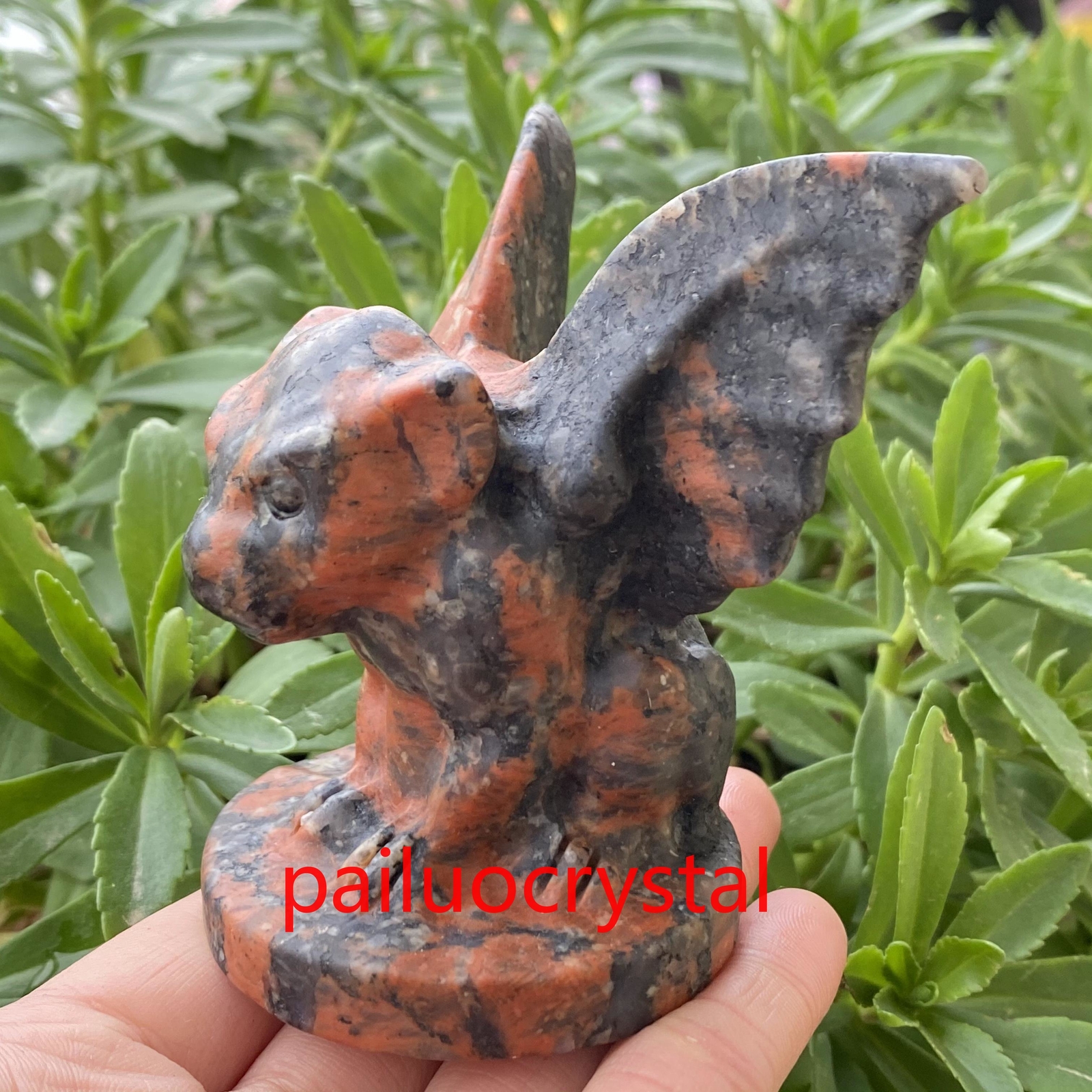 200g+ 1pc Natural Red Spectrolite Gargoyle Quartz Crystal Skull Figurines 3″