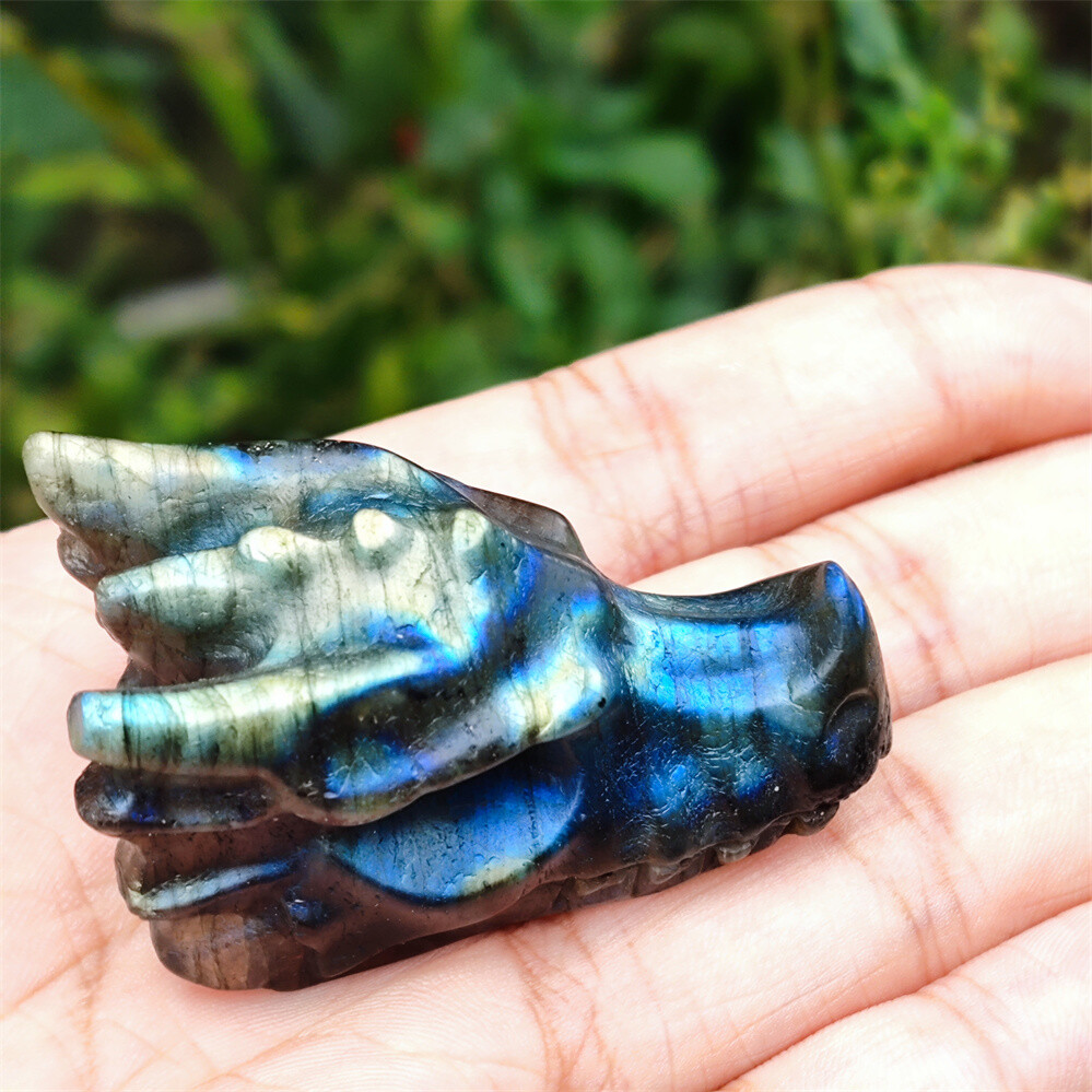 2″ Natural Hand Carved Dragon Skull Quartz Crystal Skull Gem Reiki Healing 1PC