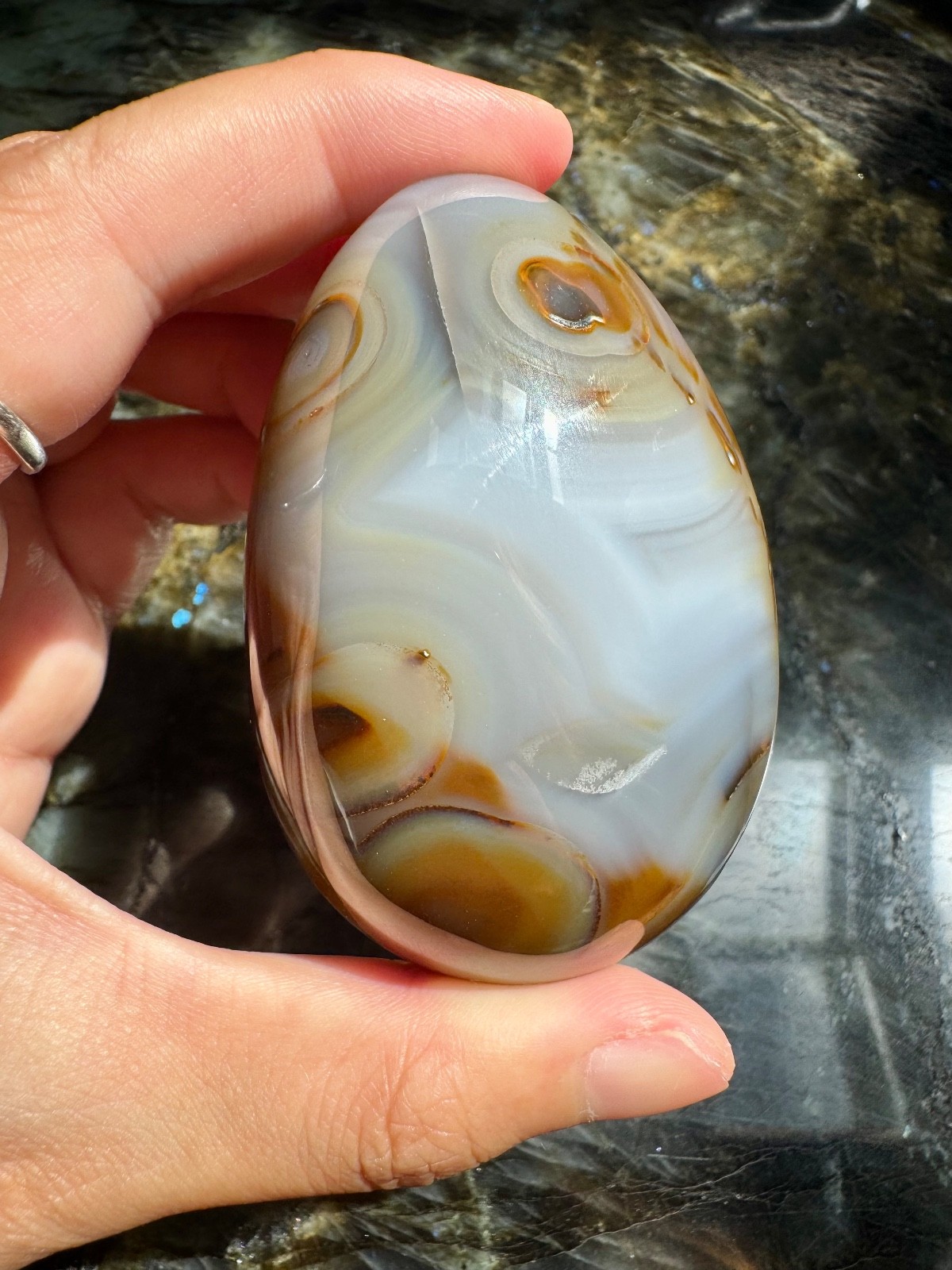 Rare Brown and Blue Druzy Agate Egg from Brazil | Natural Sugar Druzy Agate Egg