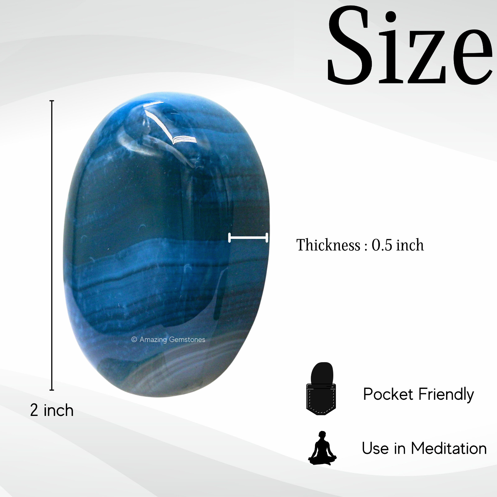 Blue Onyx Crystal Palm Stone