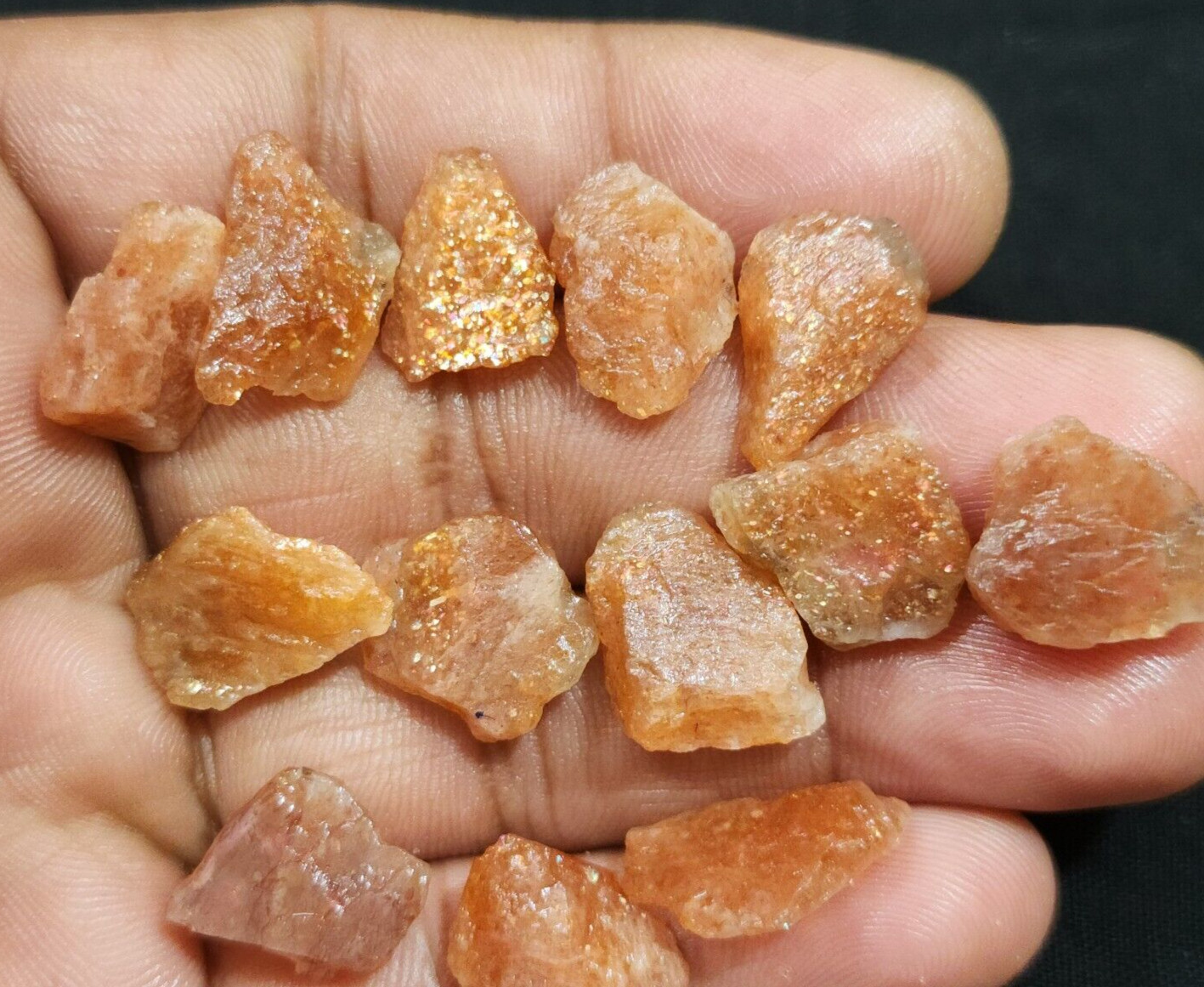 Awesome Rare Sunstone Raw 13 Pcs Lot Size 13-18 MM Sunstone Rough Loose Gemstone