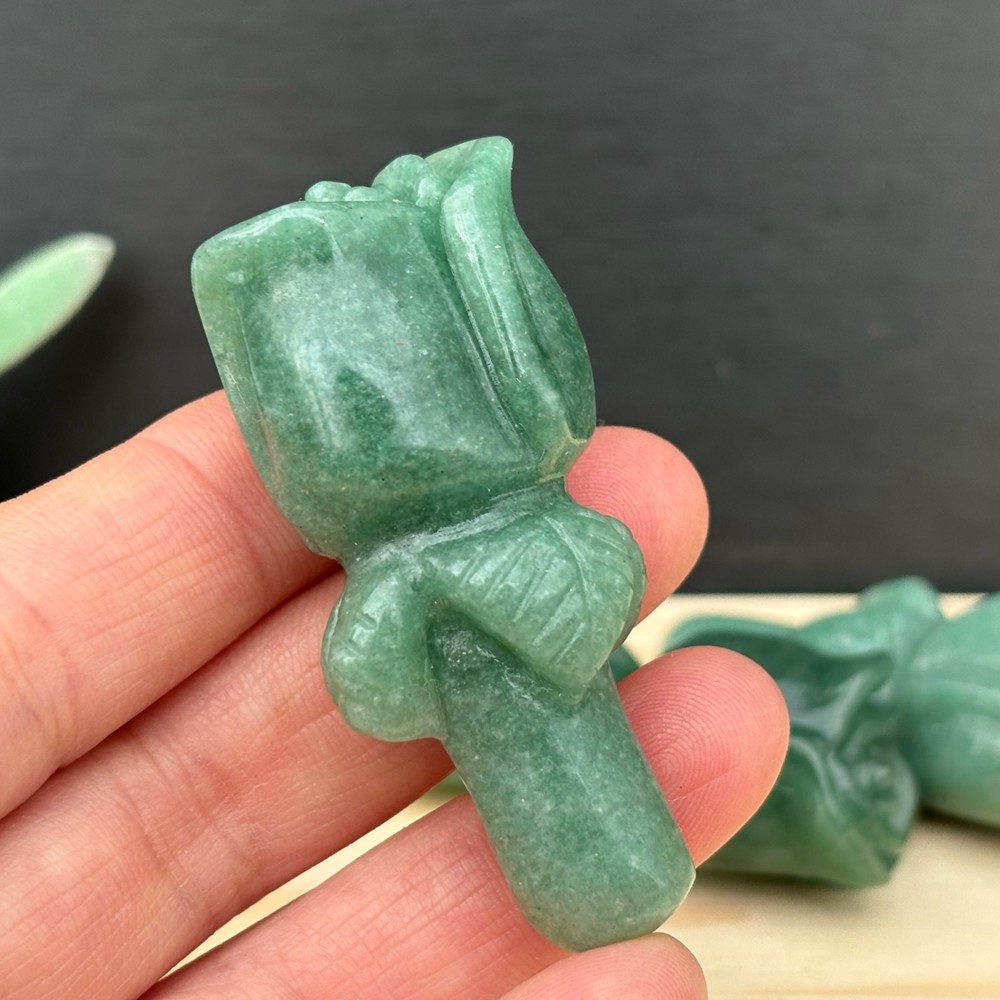 2.3″ Natural Aventurine Quartz Rose Carved Crystal Flower Skull Healing Gift 1pc