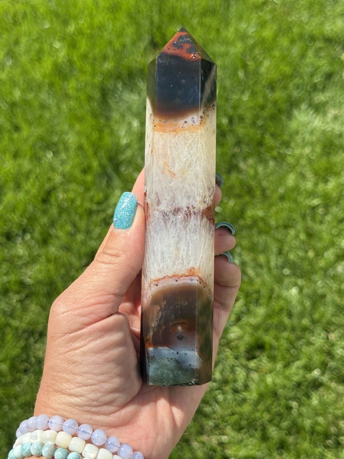 Carnelian in Quartz Crystal Tower, Collectors, 6”, Brazil, gift,