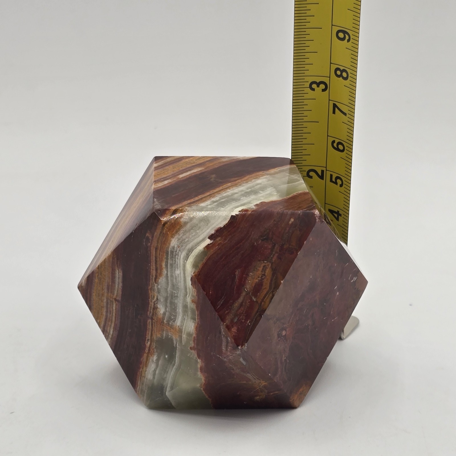 Polished Multicolor Banded Onyx Crystal Display Specimen Geometric Shape