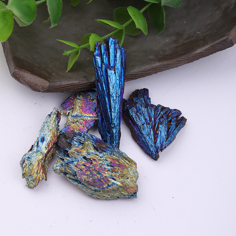 Natural Aura Titanium Quartz Crystal Stone Cluster Specimen Healing Tourmaline