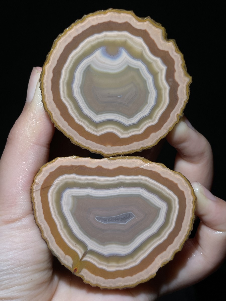 1Pair China Agate Hebei xuanhua natural Slices Crystal collectible 135g 112