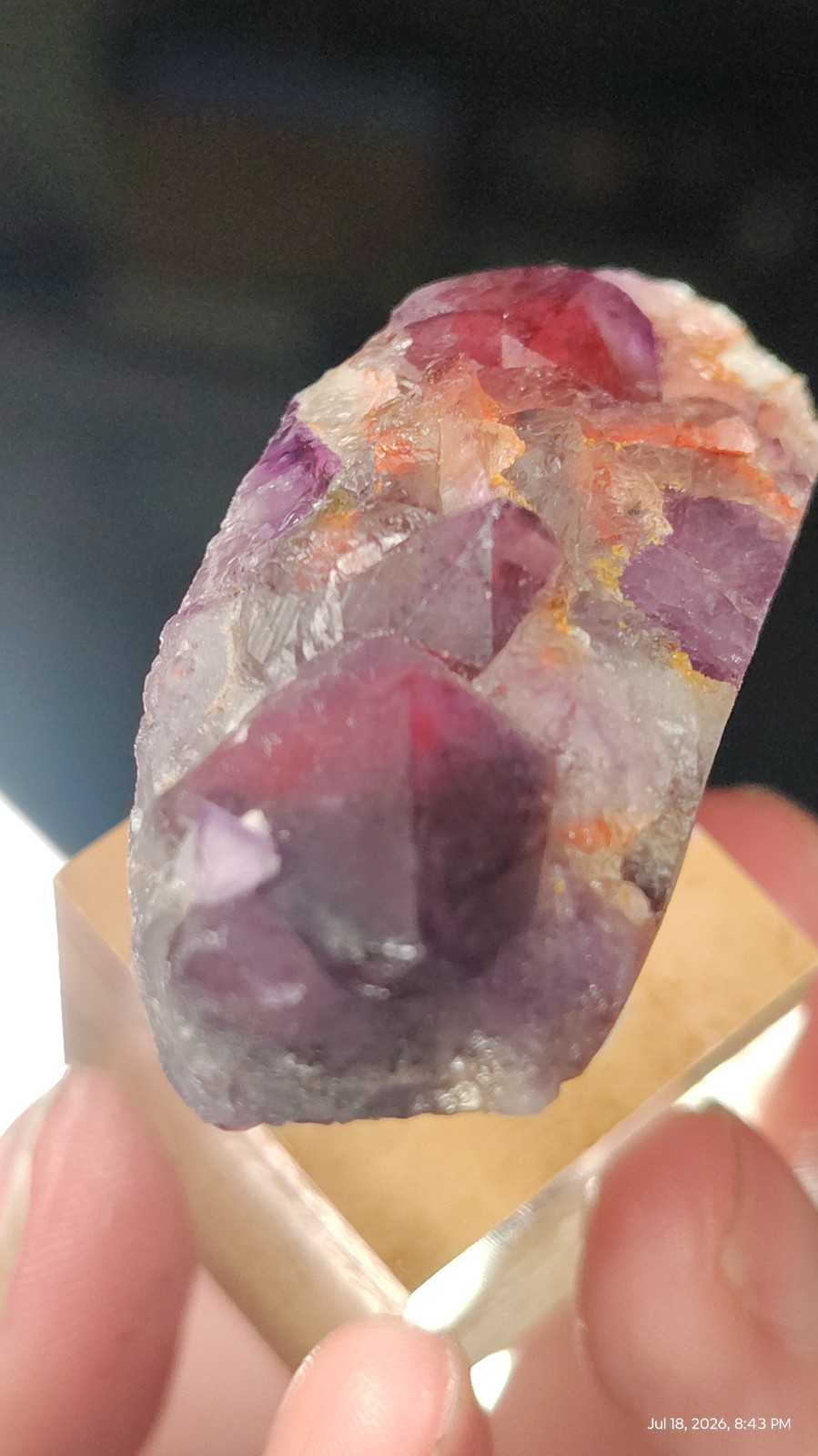 Purple Quartz Crystal Cluster Specimen on Acrylic Display Base / Stand