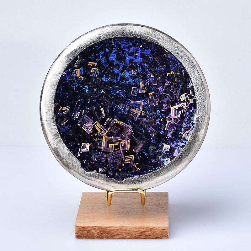 Gorgeous Rainbow Bismuth Geode Bowl Ornament Home Decor With Stand Collecting