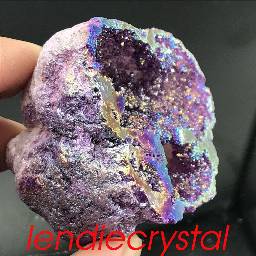 1pc Titanium Agate geode cluster rainbow natural quartz crystal Mineral healing