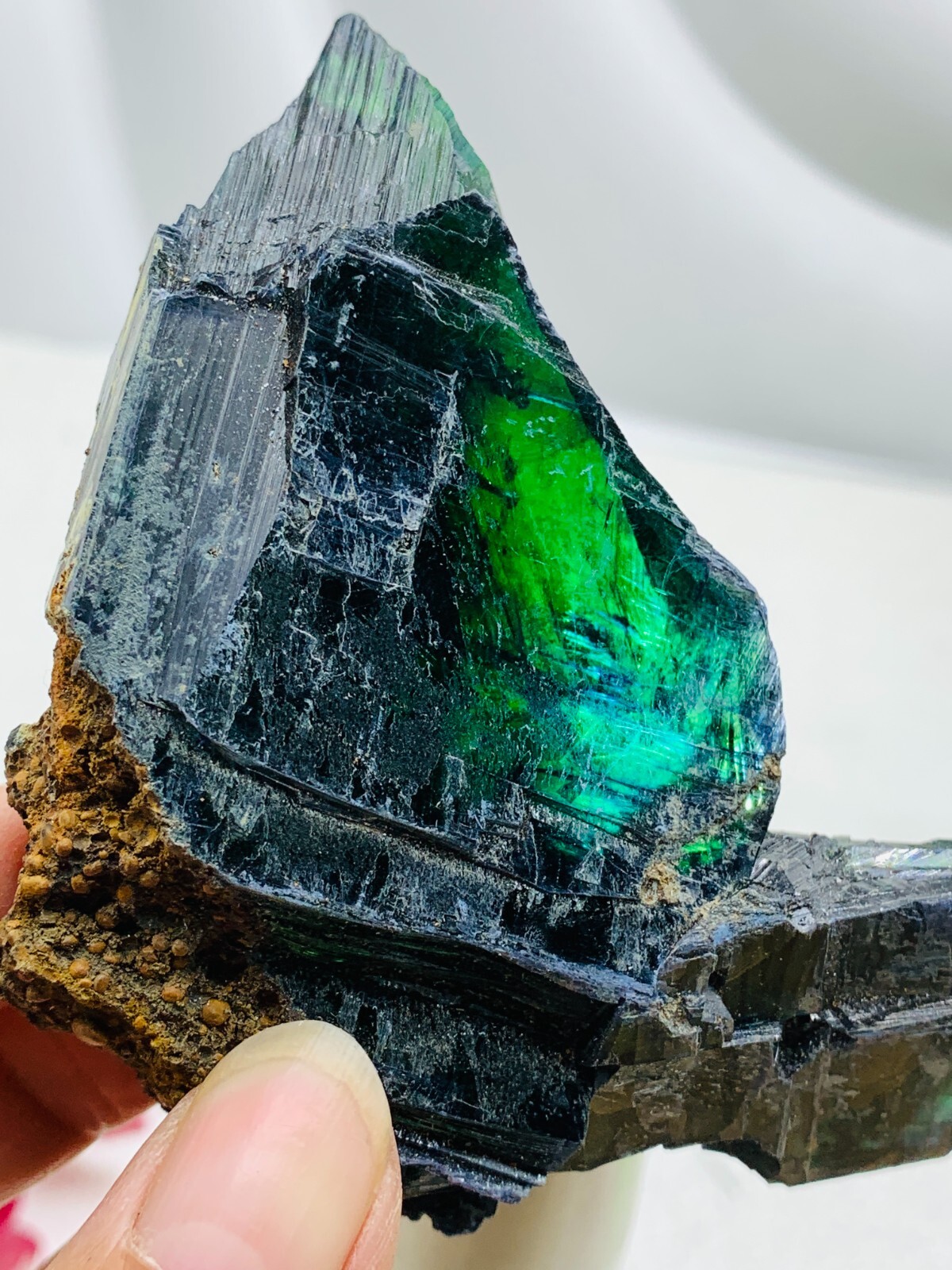 759ct85mm TOP EXCELLENT BLUE GREEN VIVIANITE CRYSTALS Specimen FROM Brazil GEM
