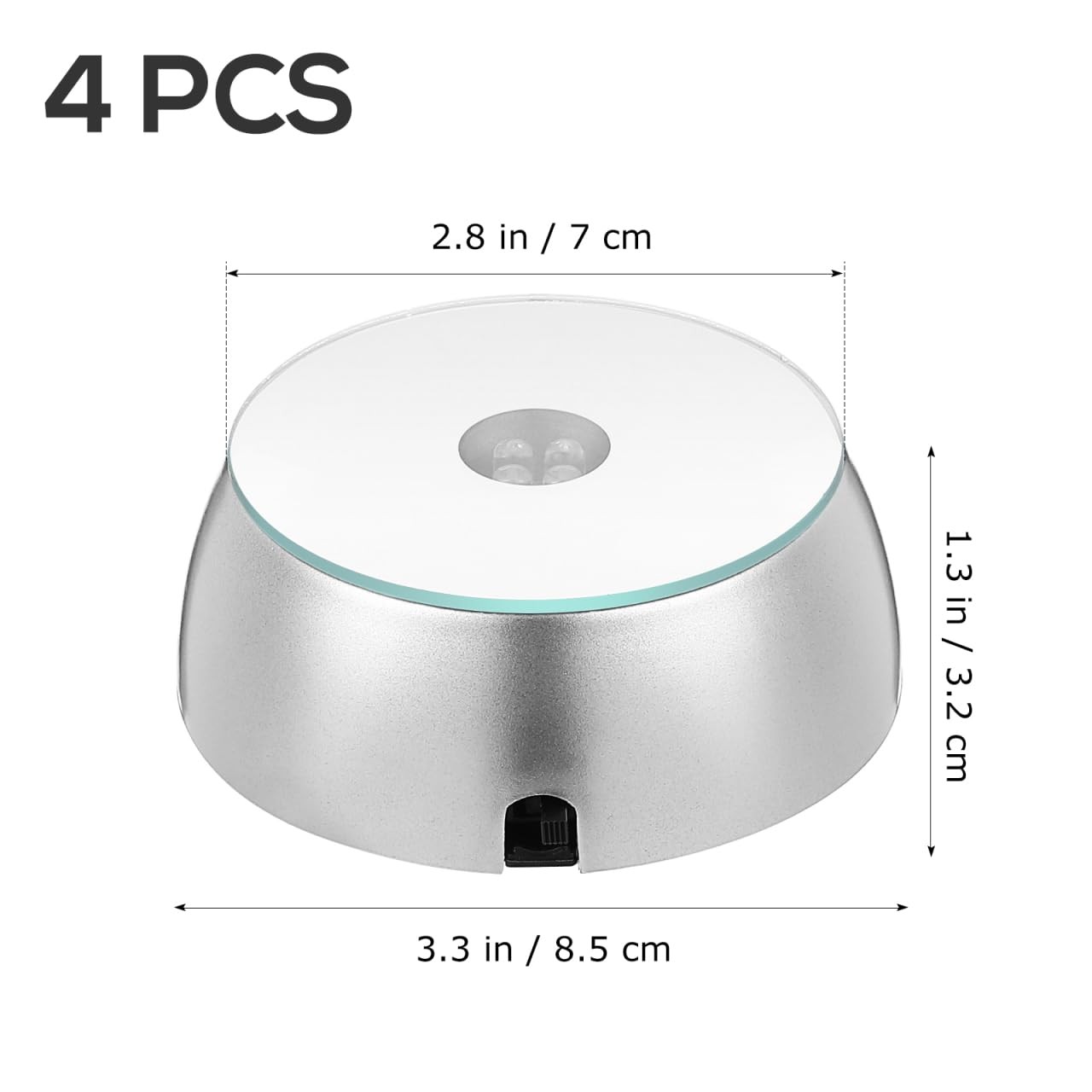 4pcs Lighted Base for Glass Art Multicolor Round Crystal Display Stand Displa…