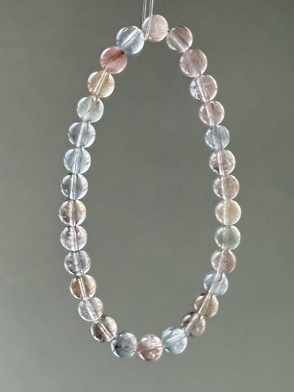 Natural Pastel Transparent Rabbit Hair Quartz Bracelet | Soft Needle Rutile 6mm