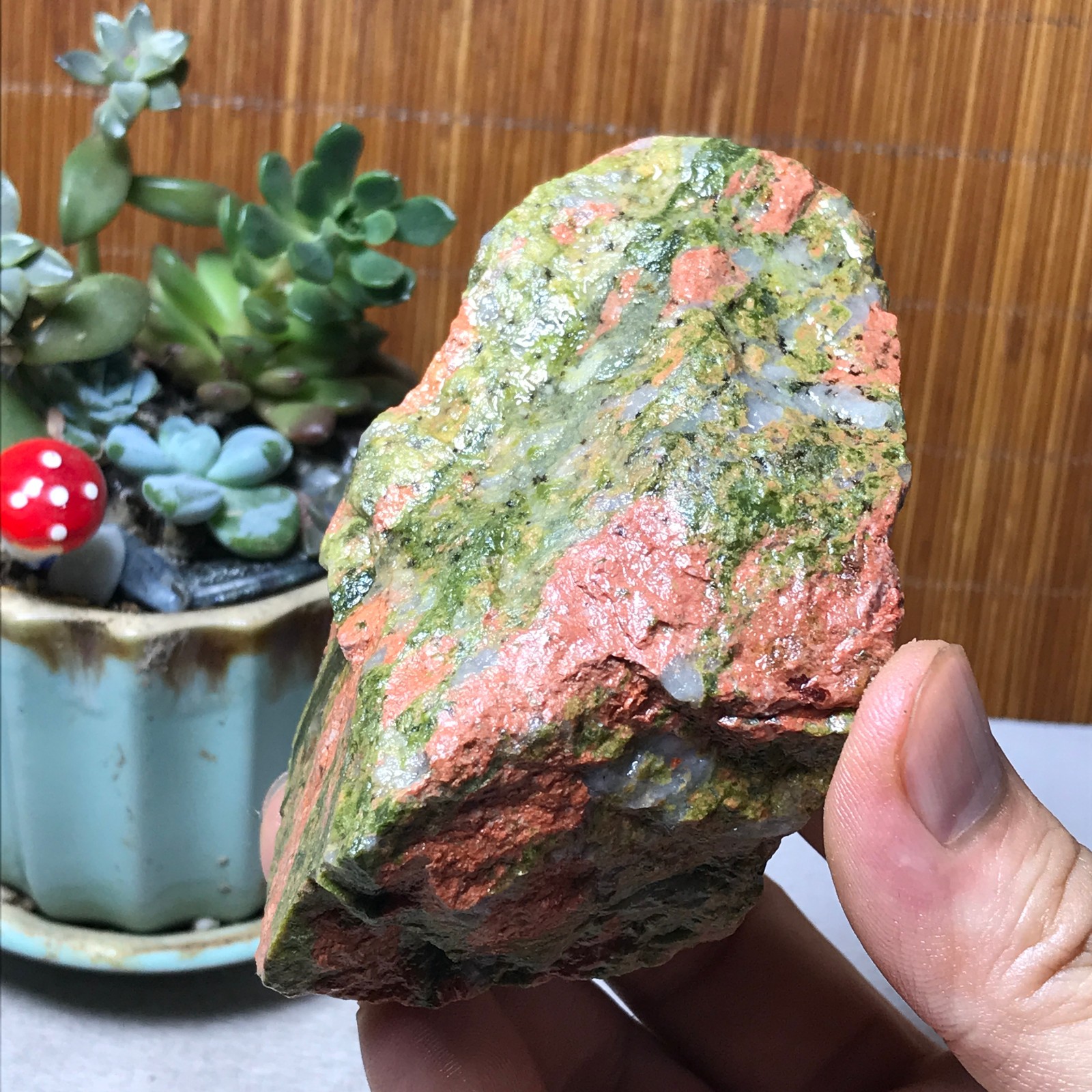 257g Natural Unakite Crystal gemstone Rough Mineral Specimen healing A6362