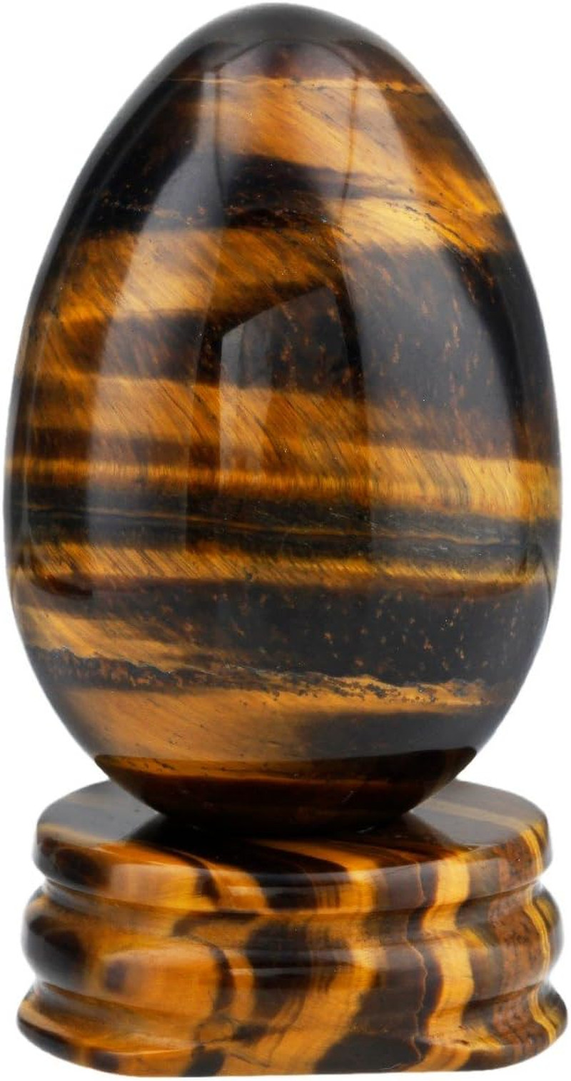 Tiger’S Eye Crystal Egg Polished Gemstone Figurines with Stone Stand