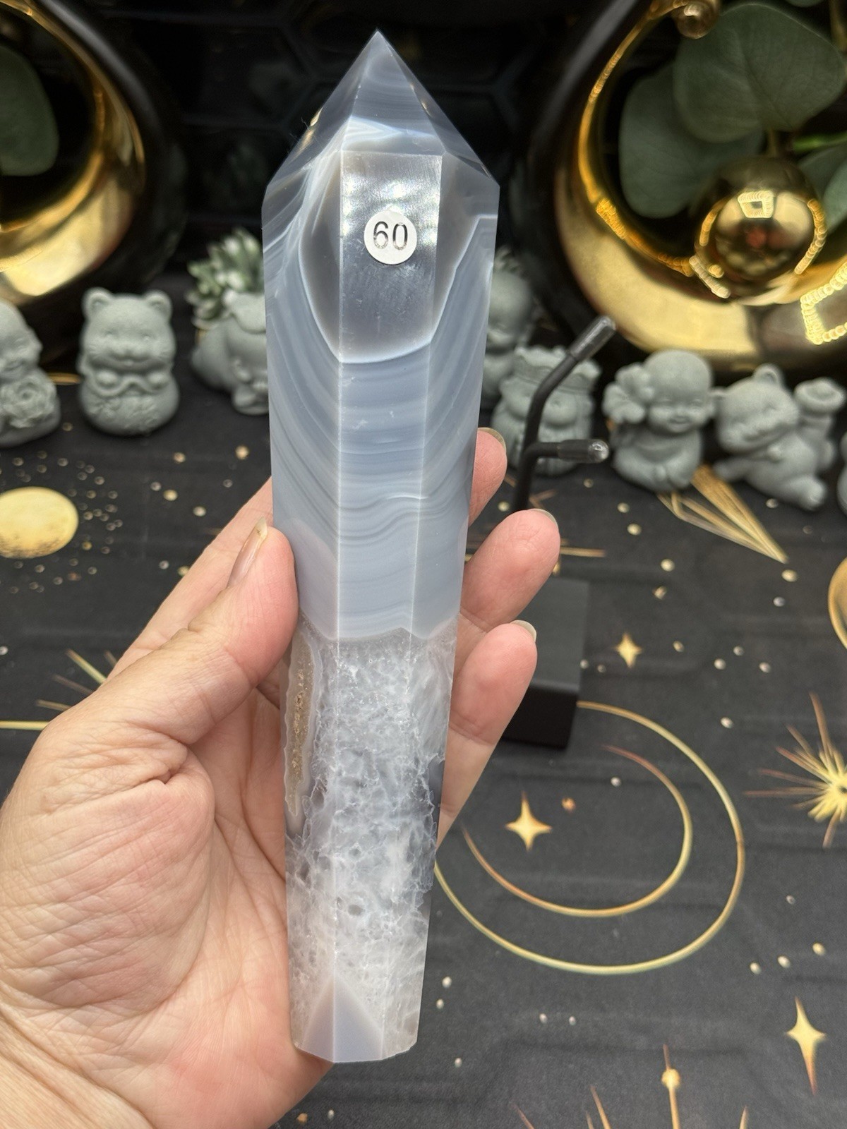 Natural Banded Agate LG Wands w/ stand Free shipping