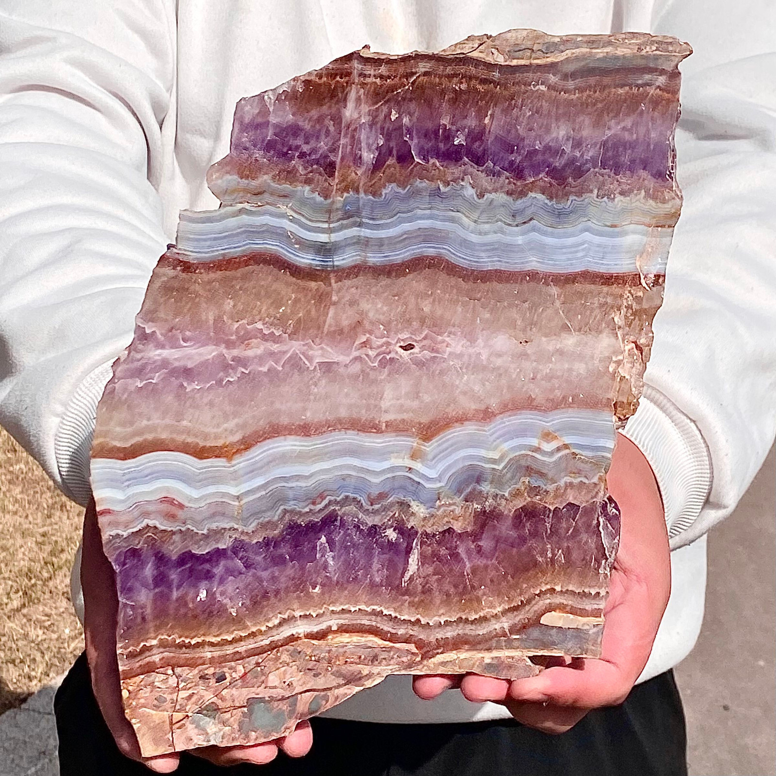 5.5LB Natural Amethyst Agate Crystal Hand cut Piece Specimen Healing