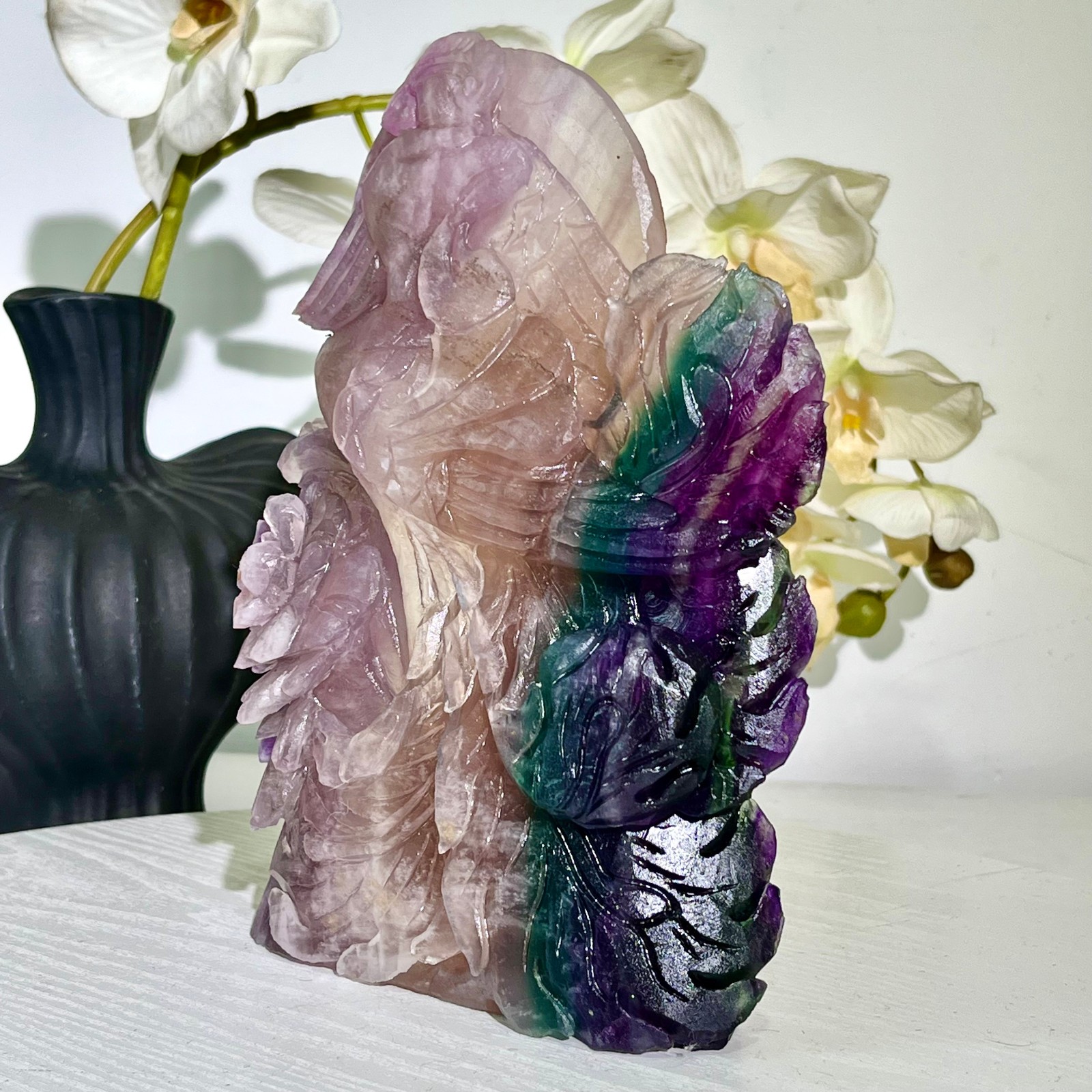 4.71LB Natural fluorite quartz products, hand carved and polished spiritual orn