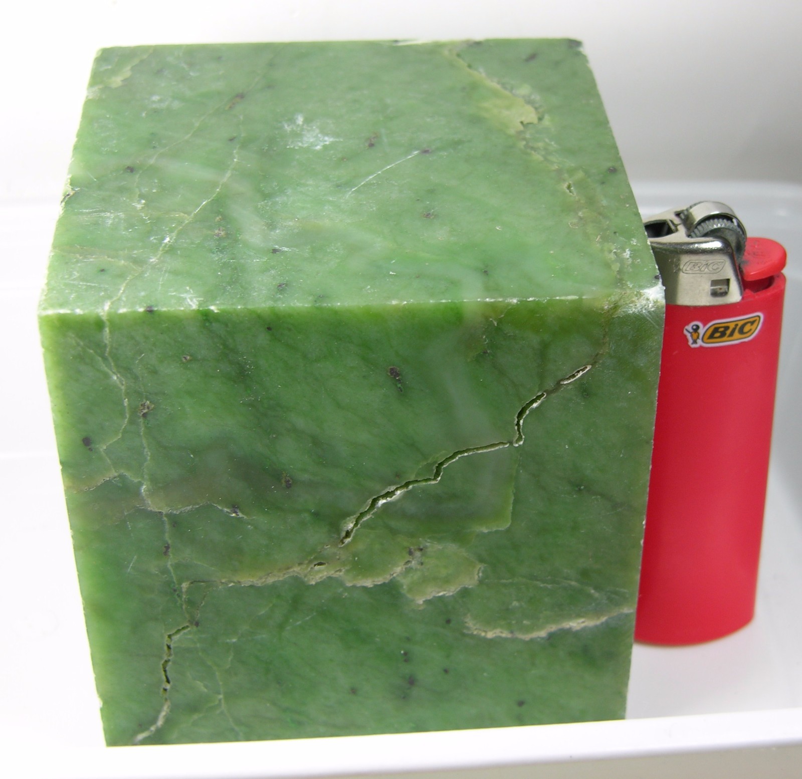 1760g Russia 100% Natural Rough Green Jade Block Specimen 3 lb 14 1/8 oz 86mm