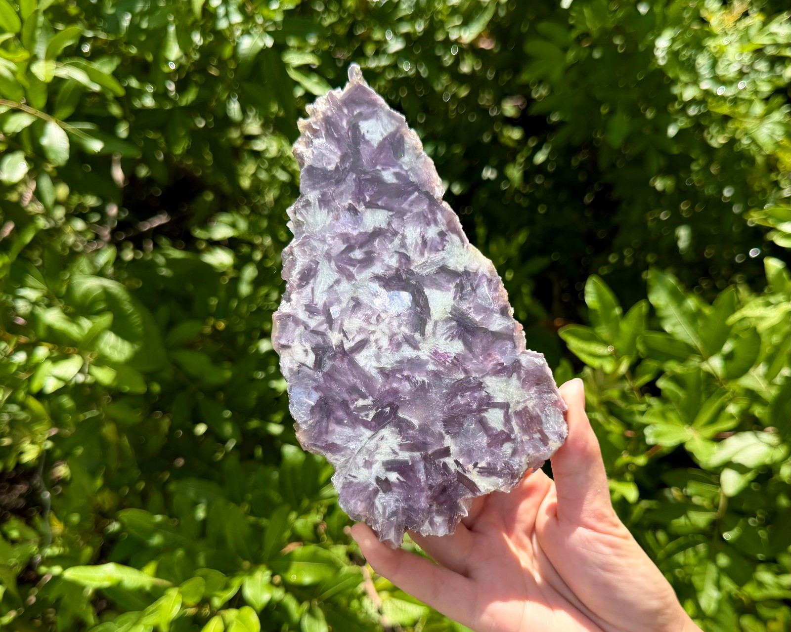 JUMBO Natural Lepidolite Slabs & Stand, AAA Grade Rough Lepidolite Crystal Slice
