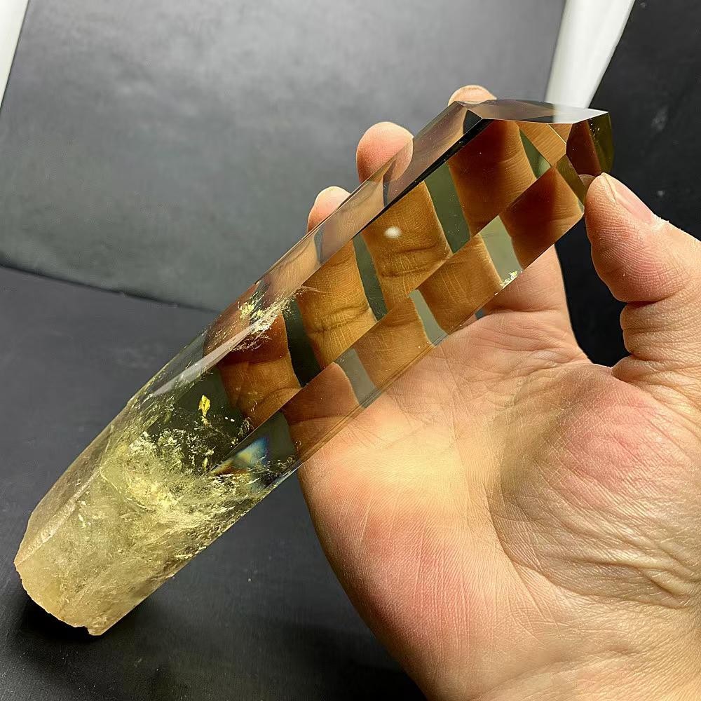 1.57LB Natural Citrine Quartz Obelisk Energy Crystal Tower Point Reiki+Stand