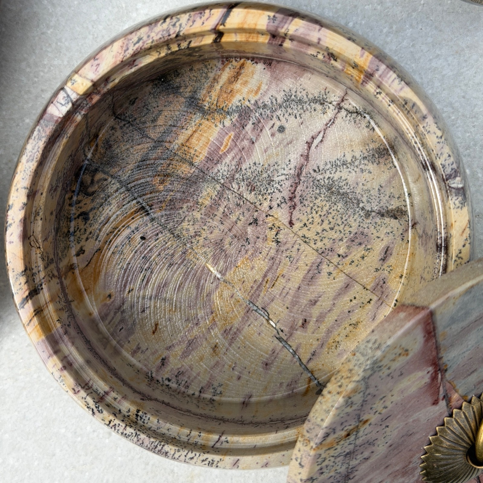 Wholesale Lot 3 Pcs Natural Picture Jasper Bowl With Lid Crystal Healing