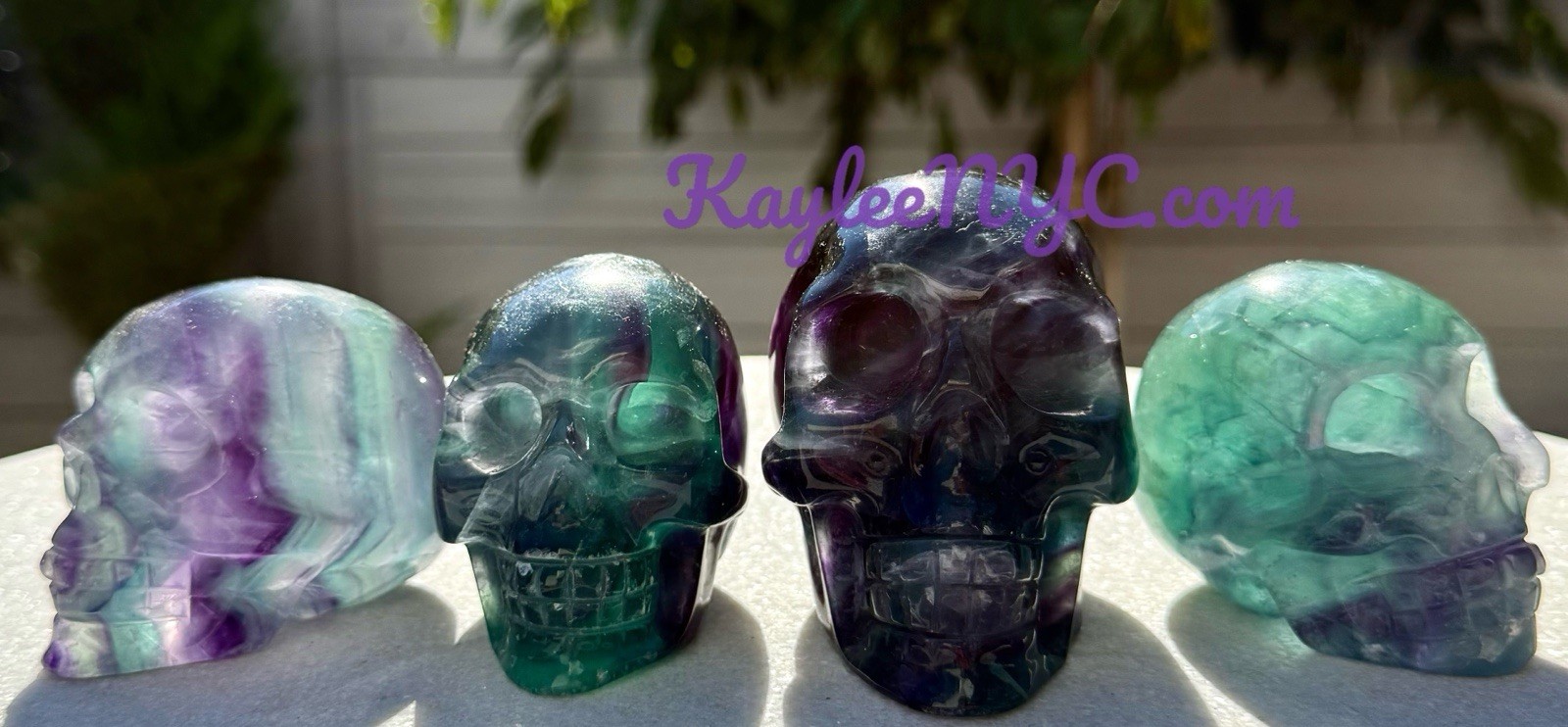 Wholesale Lot 4 PCs Natural Rainbow Fluorite Crystal Skull Healing Energy