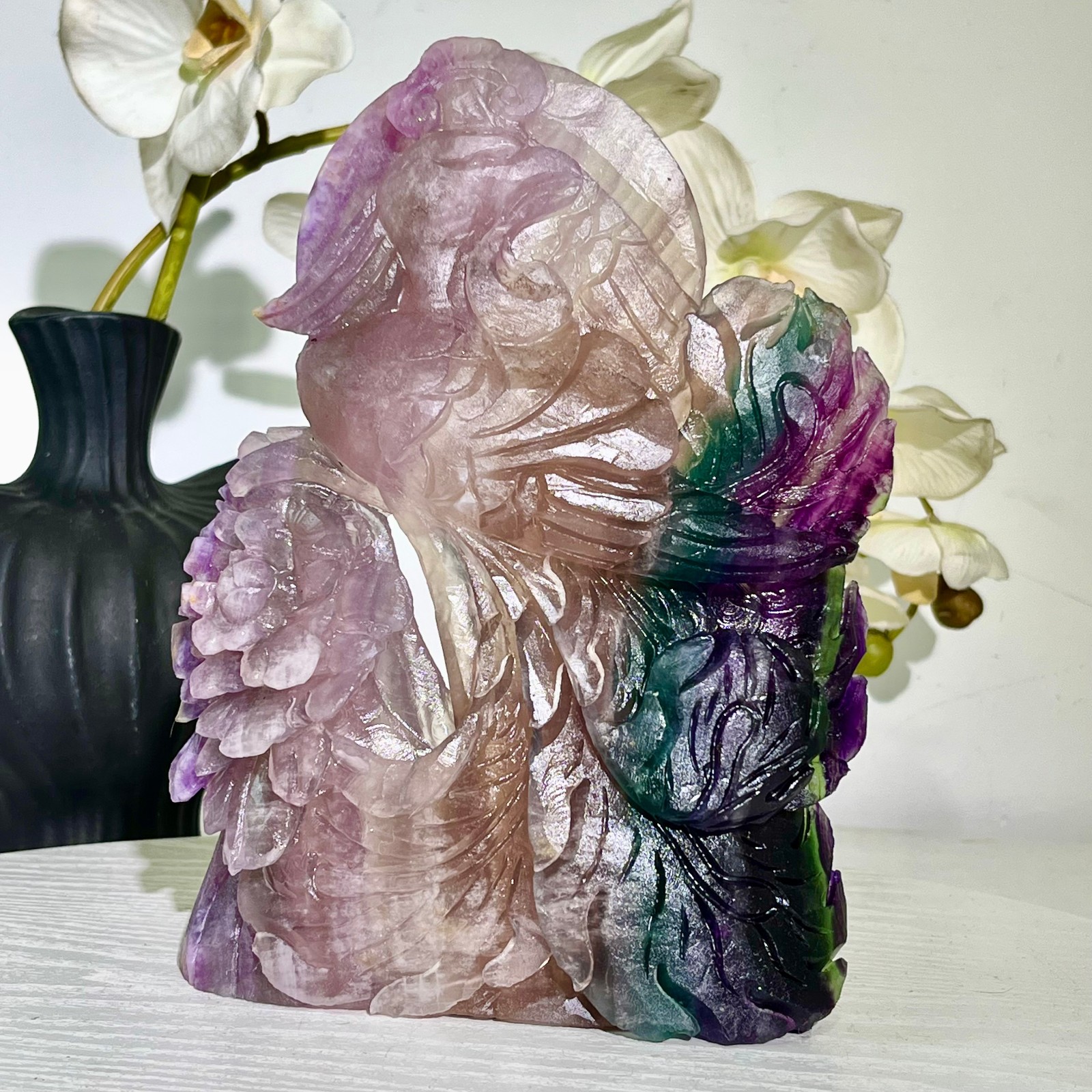 4.71LB Natural fluorite quartz products, hand carved and polished spiritual orn