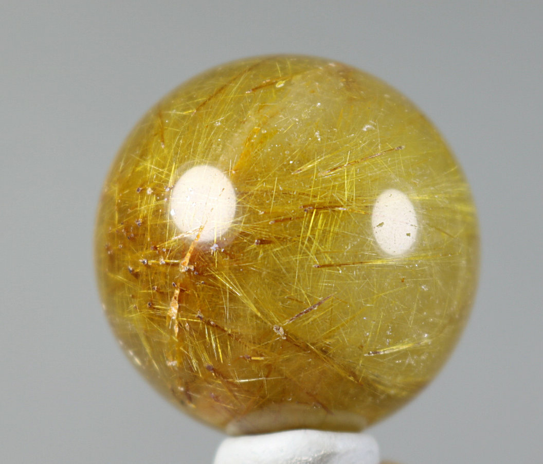 36mm Natural Clear Golden Hair Rutilated Quartz Crystal Sphere Ball Specimen
